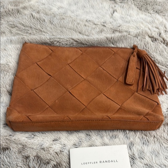 Loeffler Randall Handbags - Loeffler Randall Tan Basketweave Clutch with Tassel